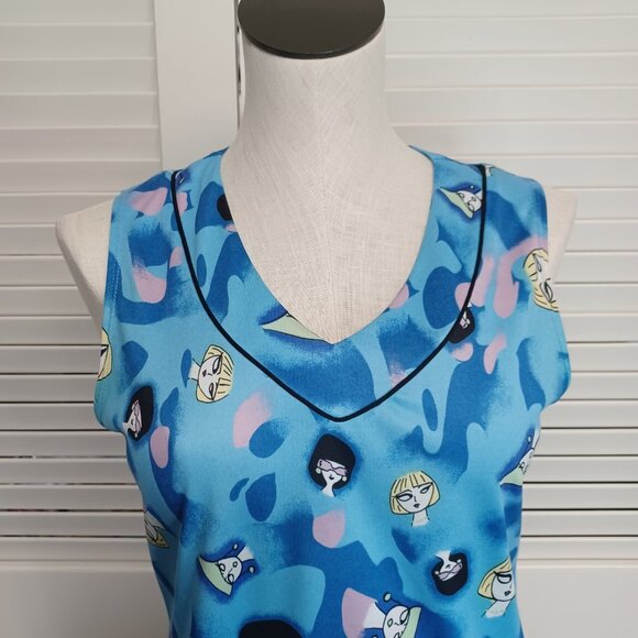 Terry Cycling  Sleeveless Jersey Faces Print Back Pockets - Picture 3 of 11